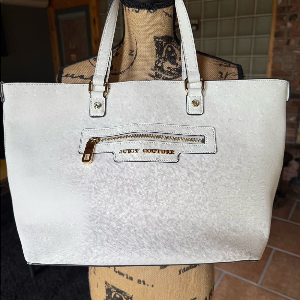 Juicy Couture Cream Tote Bag with Gold Accents